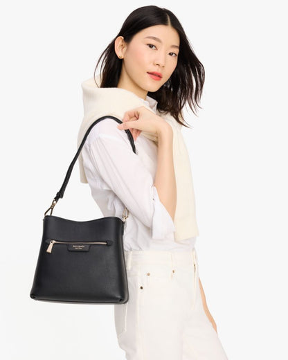 KateSpade Hudson Pebbled Leather Shoulder Bag Black