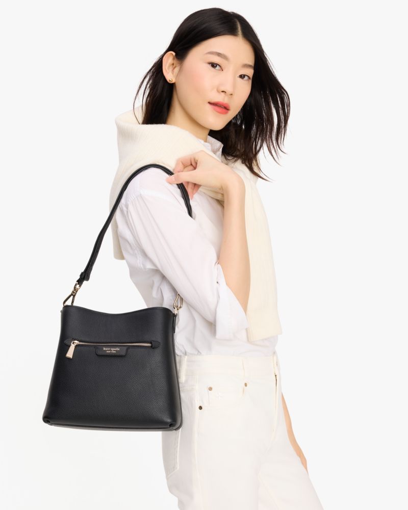 KateSpade Hudson Pebbled Leather Shoulder Bag Black
