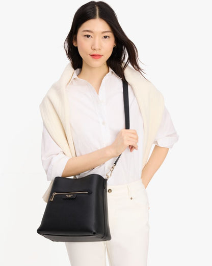 KateSpade Hudson Pebbled Leather Shoulder Bag Black