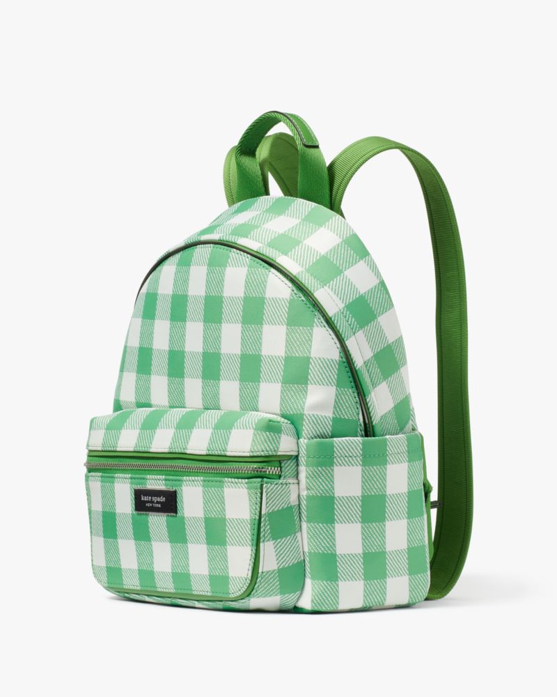 KateSpade Sam Icon Gingham Printed Fabric Small Backpack Candy Grass Multi
