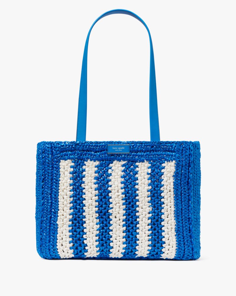 KateSpade Eden Striped Crochet Large Tote Blue Multicolor