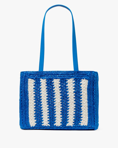 KateSpade Eden Striped Crochet Large Tote Blue Multicolor