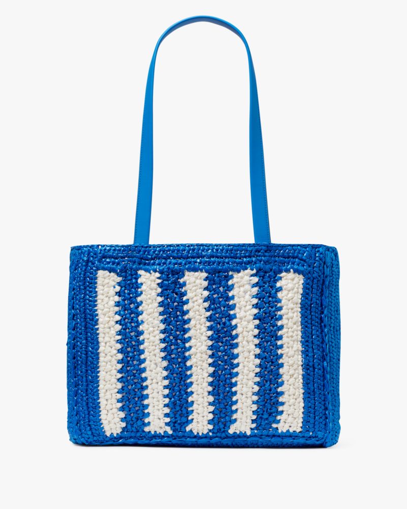 KateSpade Eden Striped Crochet Large Tote Blue Multicolor