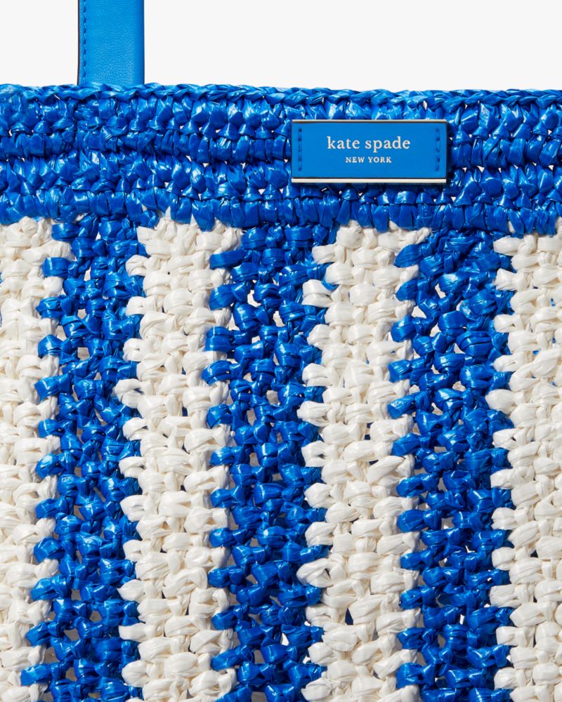 KateSpade Eden Striped Crochet Large Tote Blue Multicolor