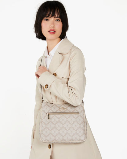 KateSpade Signature Spade Flower Large Swingpack Crossbody Dark Beige Multi