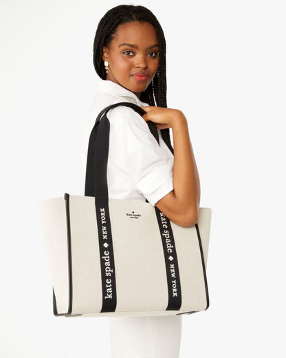KateSpade Kip Canvas Large Tote Natural Multi