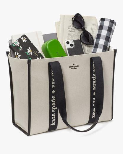 KateSpade Kip Canvas Large Tote Natural Multi