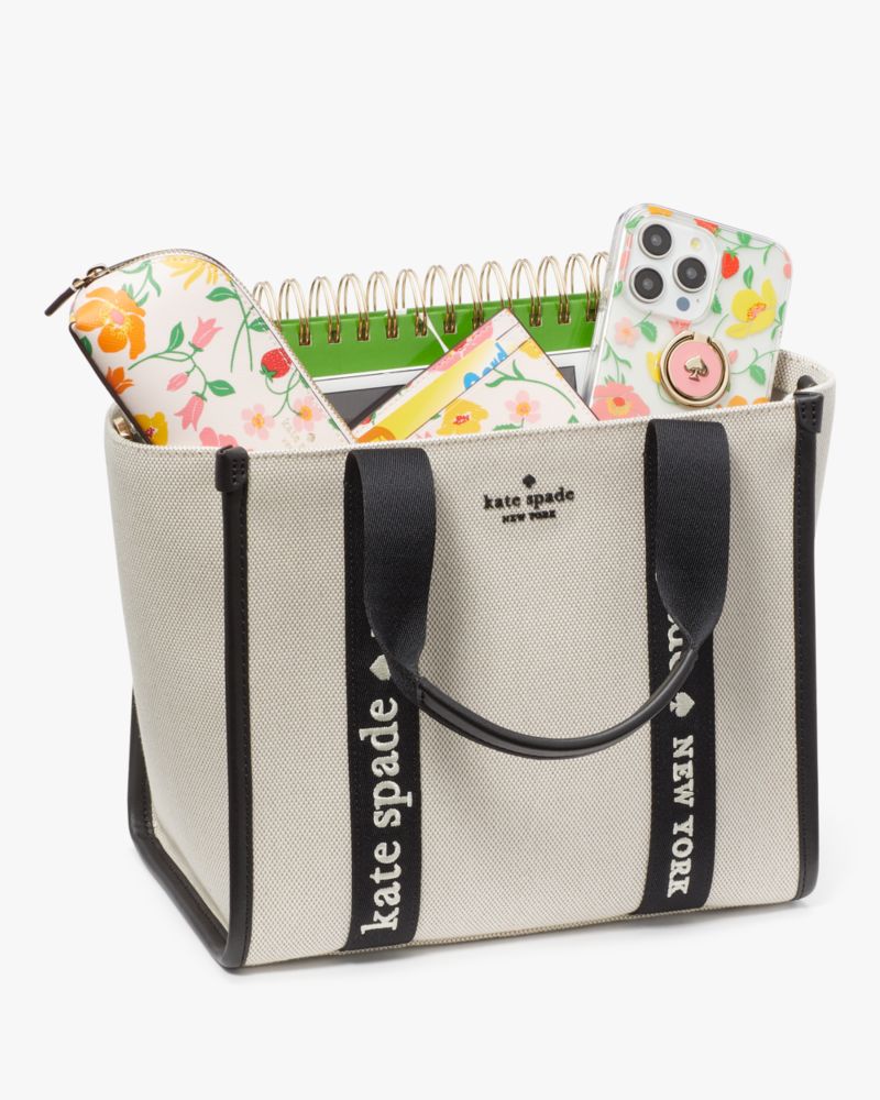 KateSpade Kip Canvas Small Tote Natural Multi