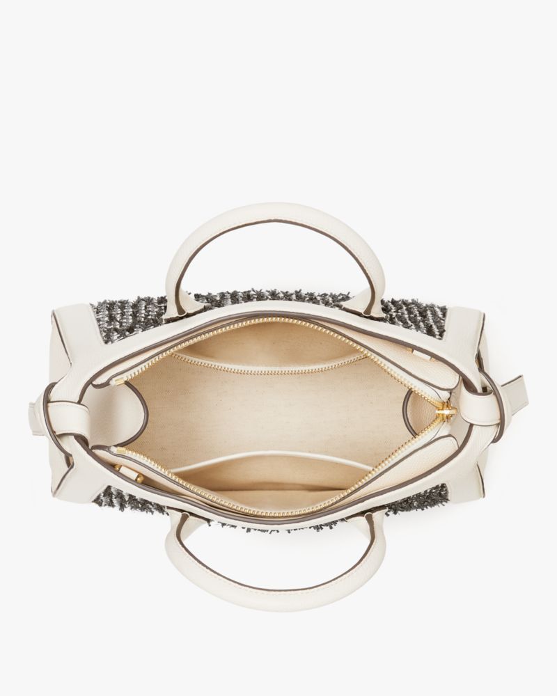 KateSpade Knott Raffia Tweed Medium Zip top Satchel Parchment Multi