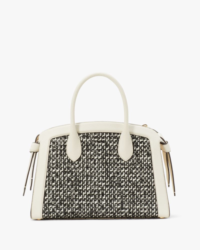 KateSpade Knott Raffia Tweed Medium Zip top Satchel Parchment Multi
