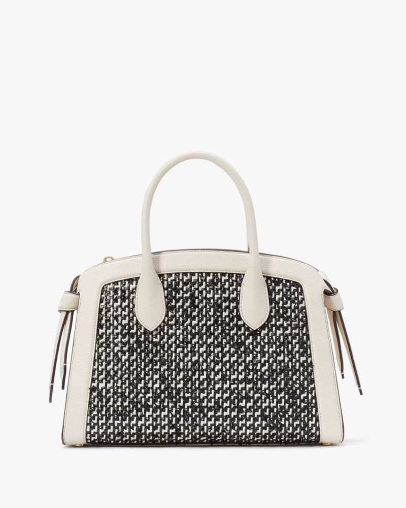 KateSpade Knott Raffia Tweed Medium Zip top Satchel Parchment Multi