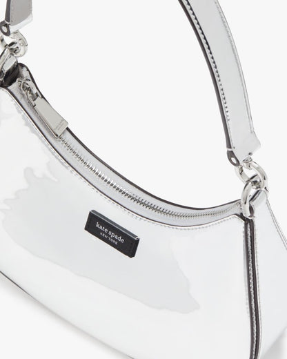 KateSpade Sam Icon Metallic Small Convertible Crossbody Silver
