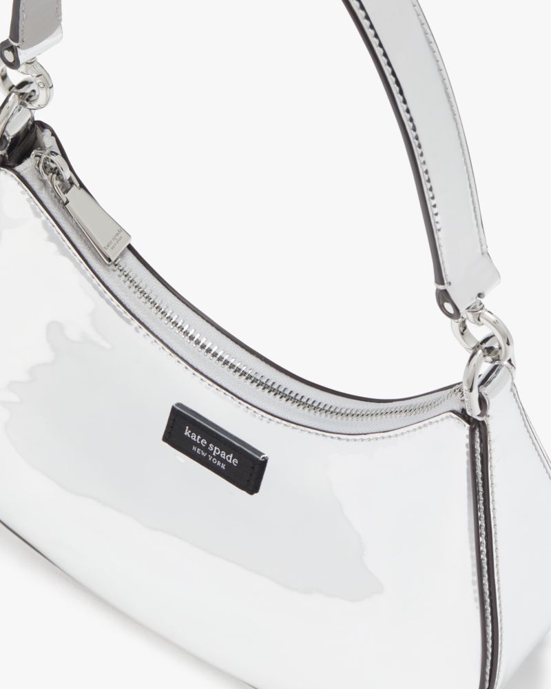 KateSpade Sam Icon Metallic Small Convertible Crossbody Silver