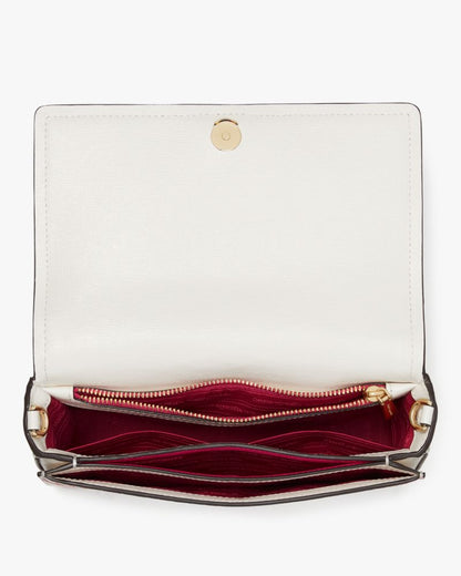 KateSpade Morgan Pineapple Embossed Flap Chain Wallet Cream Multi