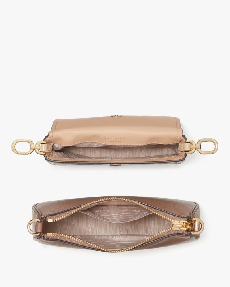 KateSpade Double Up Croc Embossed Crossbody Warm Acorn Multi
