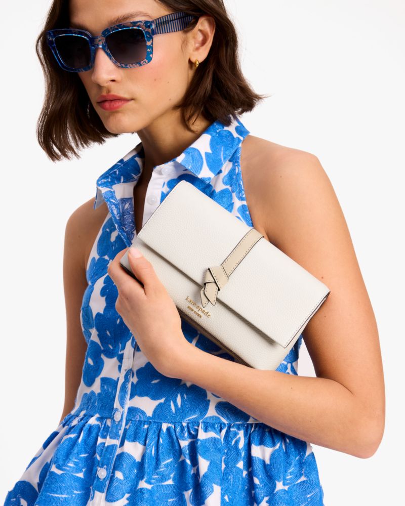 KateSpade Knott Colorblocked Flap Chain Crossbody Light Cream Multi