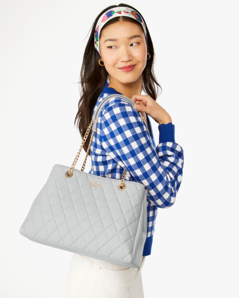 KateSpade Carey Quilted Tote Stone Path