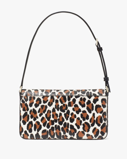 KateSpade Staci Spotted Animal Printed Medium Flap Shoulder Bag Cream Multi