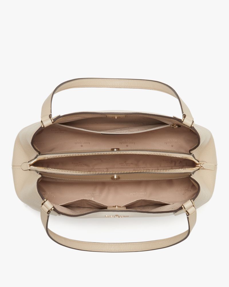 KateSpade Lena Colorblock Large Triple Compartment Shoulder Bag Light Sand Multi
