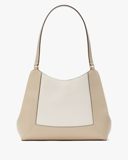 KateSpade Lena Colorblock Large Triple Compartment Shoulder Bag Light Sand Multi