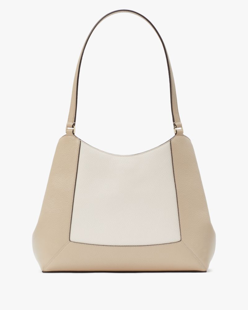 KateSpade Lena Colorblock Large Triple Compartment Shoulder Bag Light Sand Multi