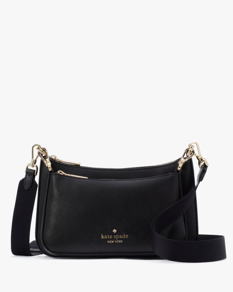 KateSpade Duet Saffiano Leather Small Crossbody Black