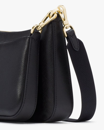 KateSpade Duet Saffiano Leather Small Crossbody Black