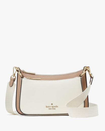KateSpade Duet Colorblock Saffiano Leather Small Crossbody Toasted Hazelnut Multi
