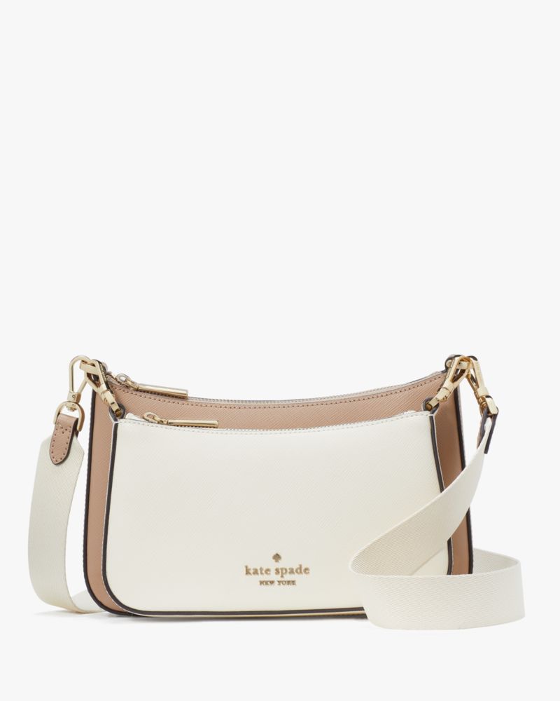 KateSpade Duet Colorblock Saffiano Leather Small Crossbody Toasted Hazelnut Multi