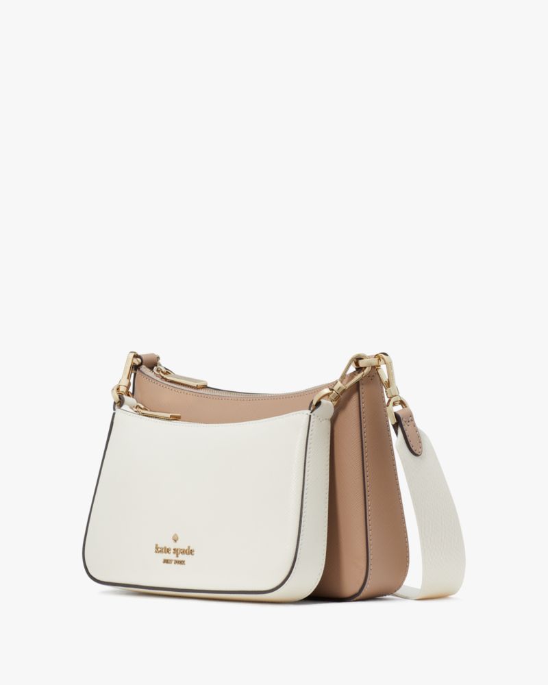 KateSpade Duet Colorblock Saffiano Leather Small Crossbody Toasted Hazelnut Multi