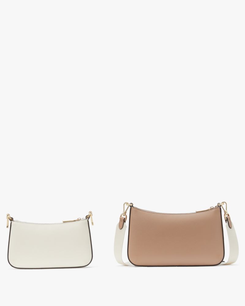 KateSpade Duet Colorblock Saffiano Leather Small Crossbody Toasted Hazelnut Multi