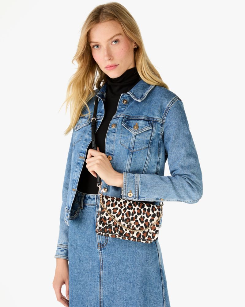 KateSpade Madison Spotted Leopard Willow Mini Flap Crossbody Cream Multi