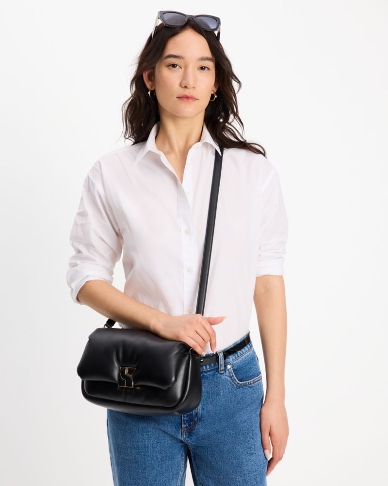 KateSpade Dakota Puffy Leather Crossbody Black