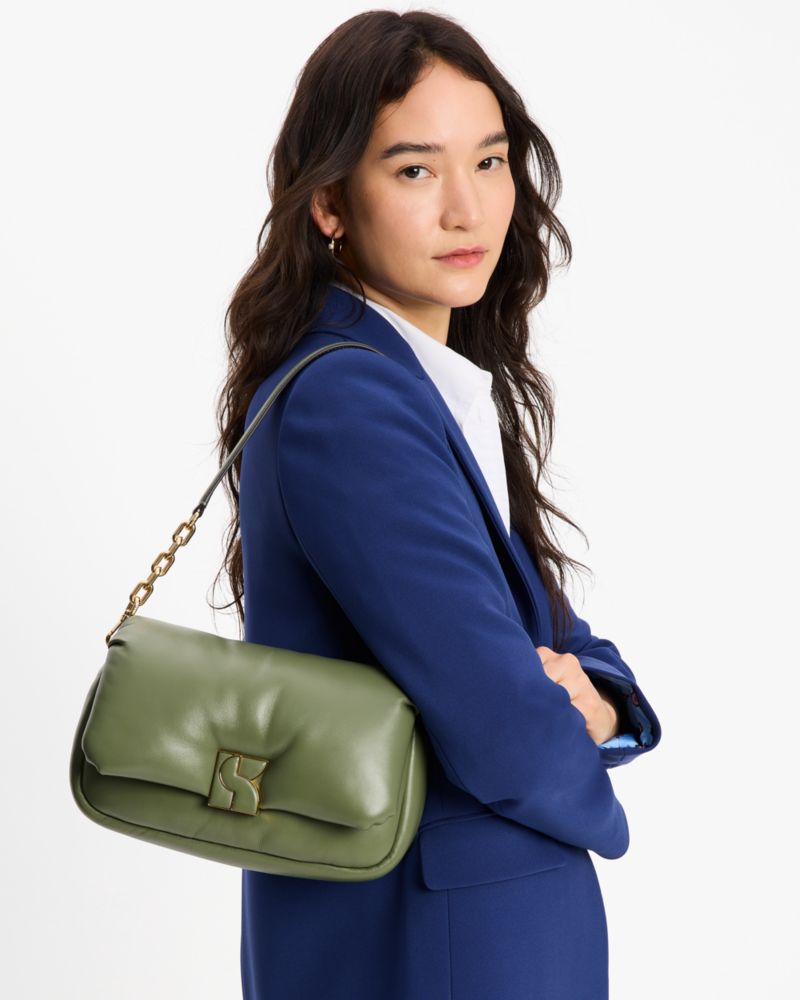 KateSpade Dakota Puffy Leather Crossbody Cedar Stand