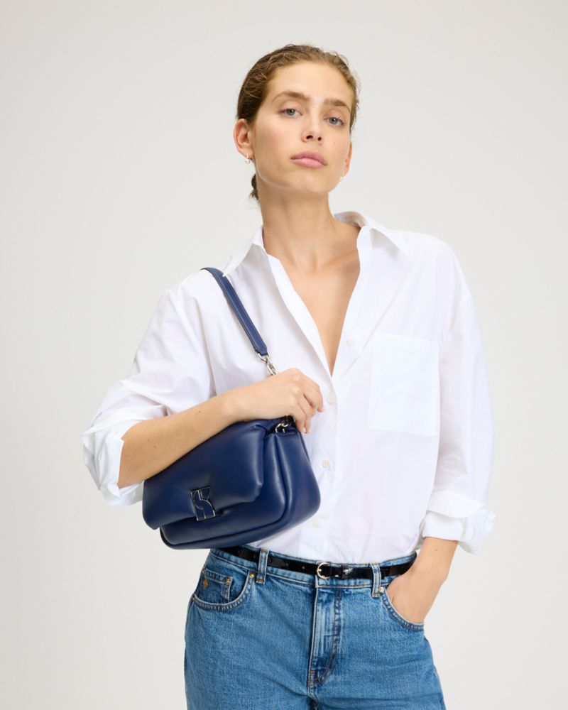 KateSpade Dakota Puffy Leather Crossbody Deep Lake