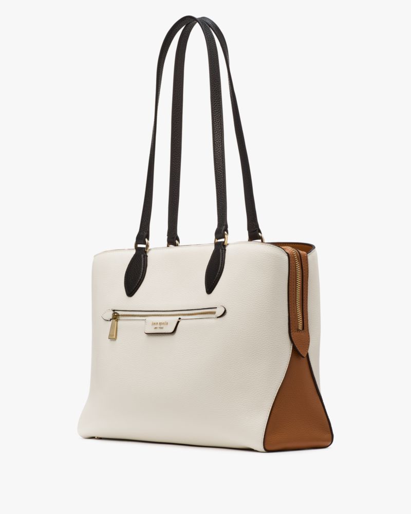 KateSpade Hudson Colorblocked Work Tote Parchment Multi