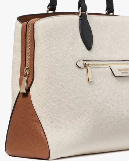 KateSpade Hudson Colorblocked Work Tote Parchment Multi