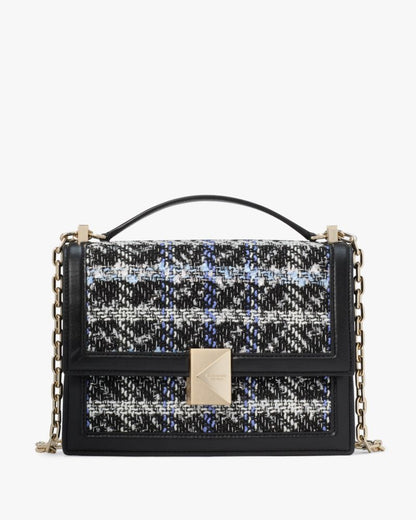 KateSpade Deco Plaid Tweed Chain Shoulder Bag Black Multi