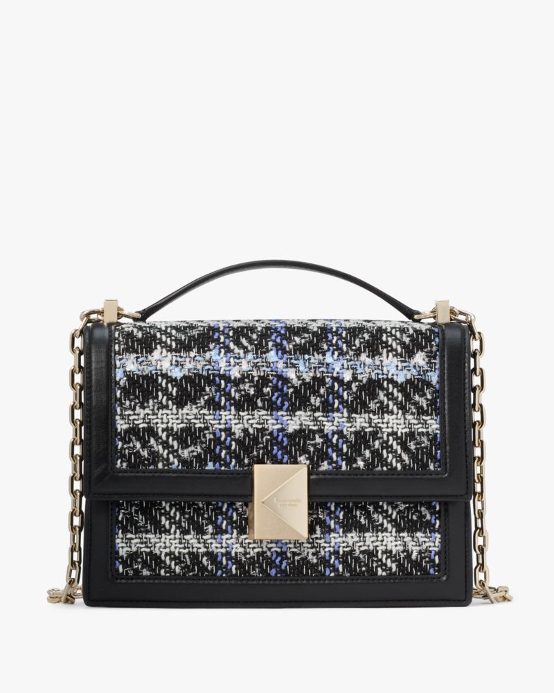 KateSpade Deco Plaid Tweed Chain Shoulder Bag Black Multi
