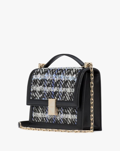 KateSpade Deco Plaid Tweed Chain Shoulder Bag Black Multi