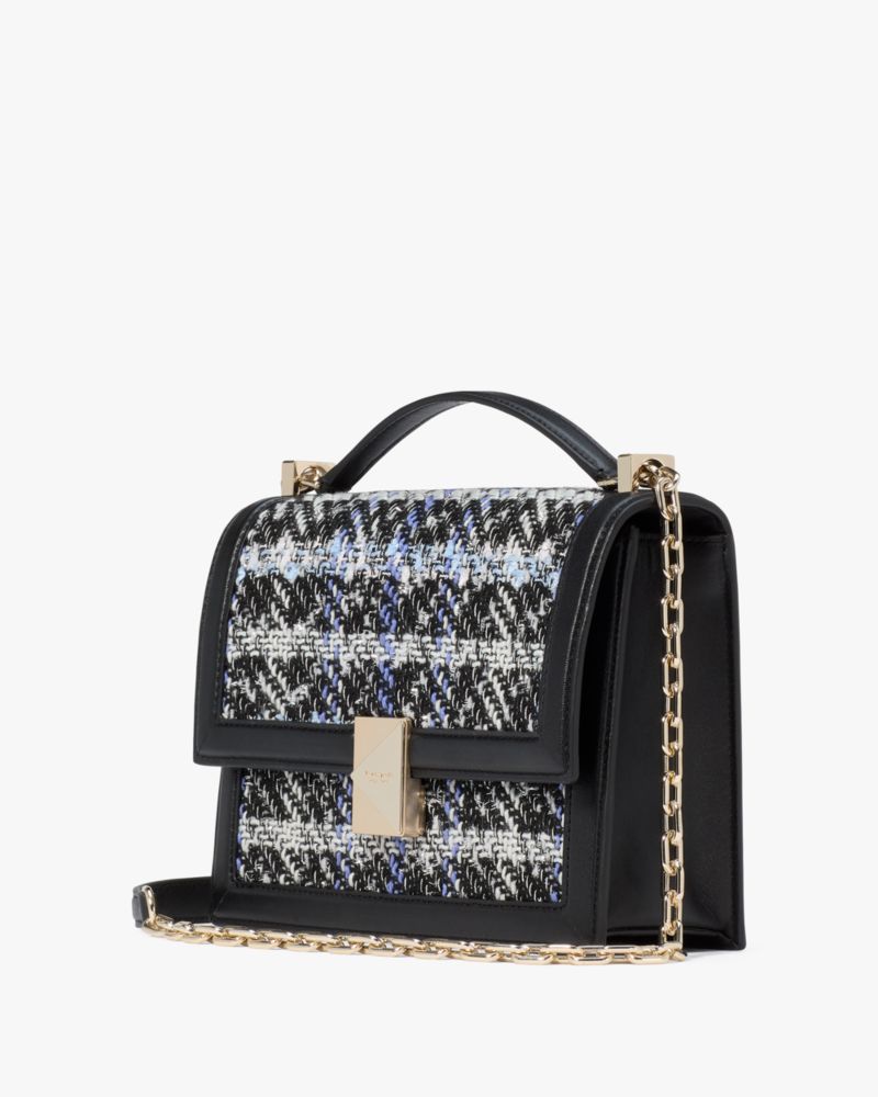 KateSpade Deco Plaid Tweed Chain Shoulder Bag Black Multi