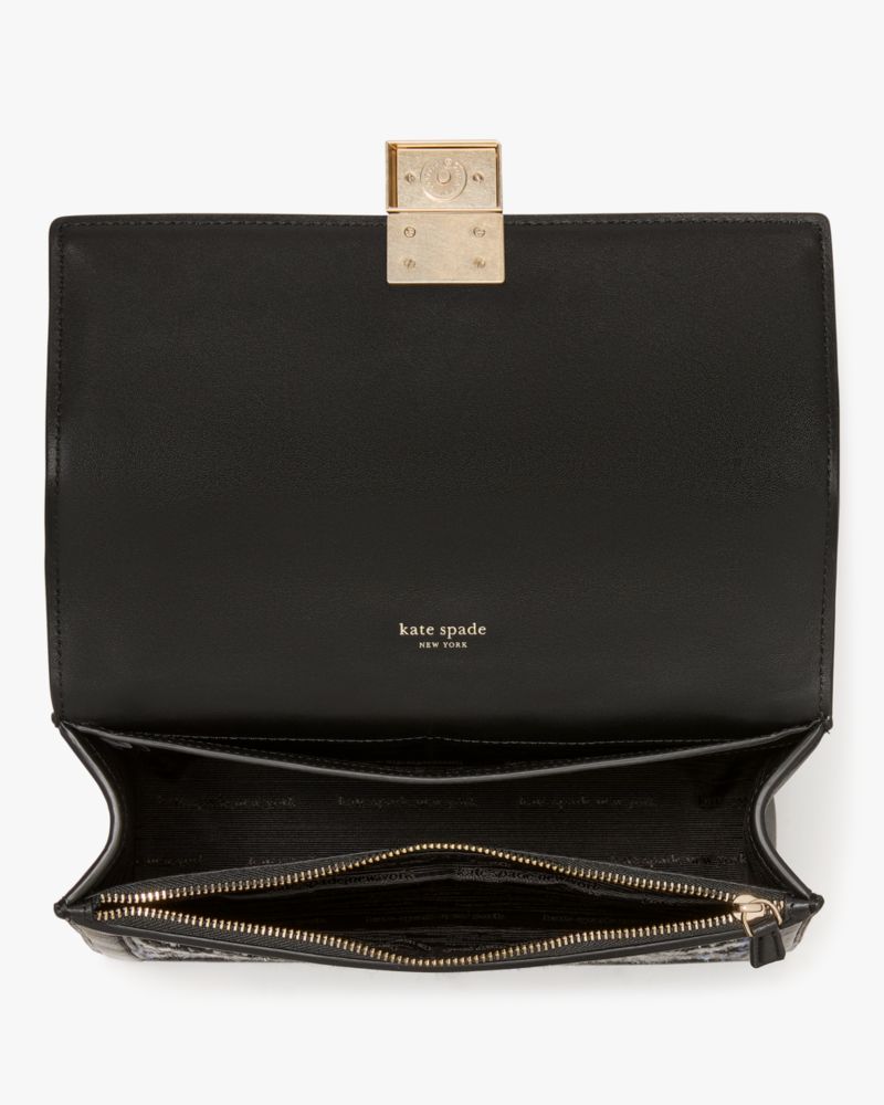 KateSpade Deco Plaid Tweed Chain Shoulder Bag Black Multi