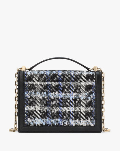 KateSpade Deco Plaid Tweed Chain Shoulder Bag Black Multi