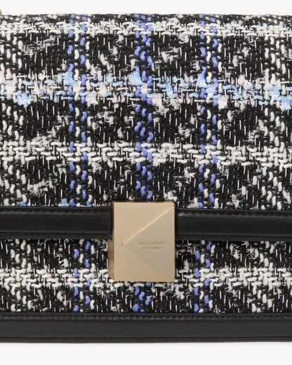 KateSpade Deco Plaid Tweed Chain Shoulder Bag Black Multi