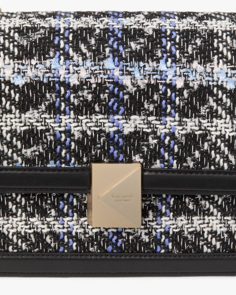 KateSpade Deco Plaid Tweed Chain Shoulder Bag Black Multi