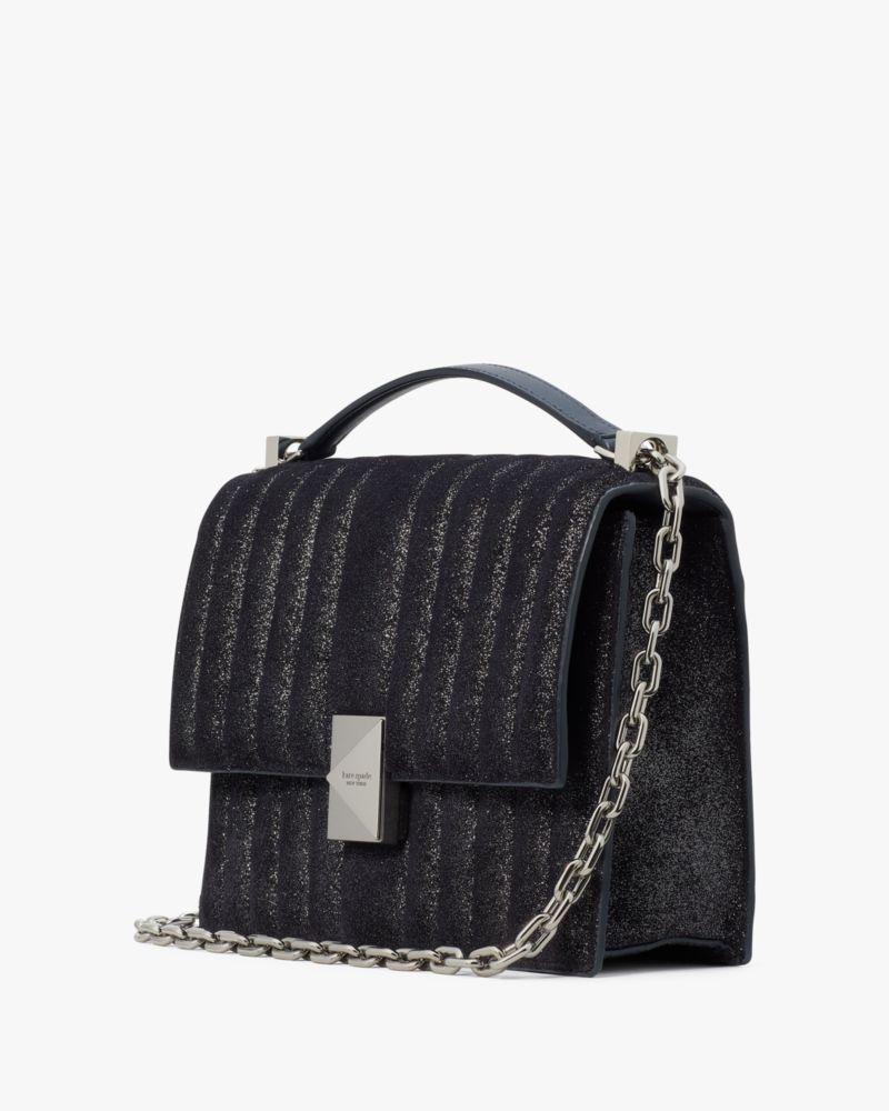KateSpade Deco Quilted Glitter Suede Chain Shoulder Bag Navy Multi