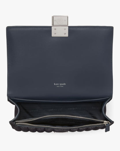 KateSpade Deco Quilted Glitter Suede Chain Shoulder Bag Navy Multi