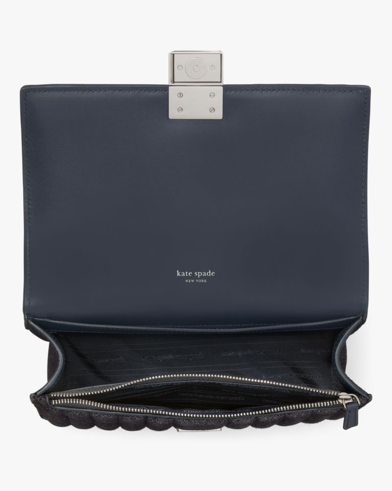 KateSpade Deco Quilted Glitter Suede Chain Shoulder Bag Navy Multi