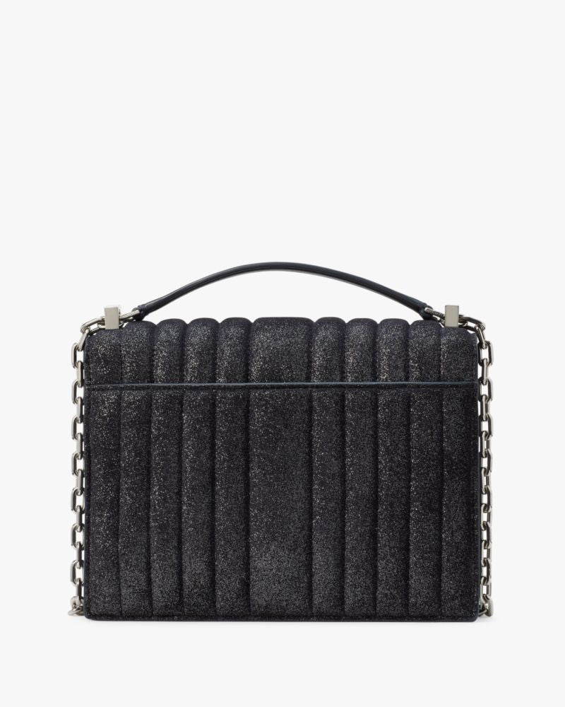 KateSpade Deco Quilted Glitter Suede Chain Shoulder Bag Navy Multi
