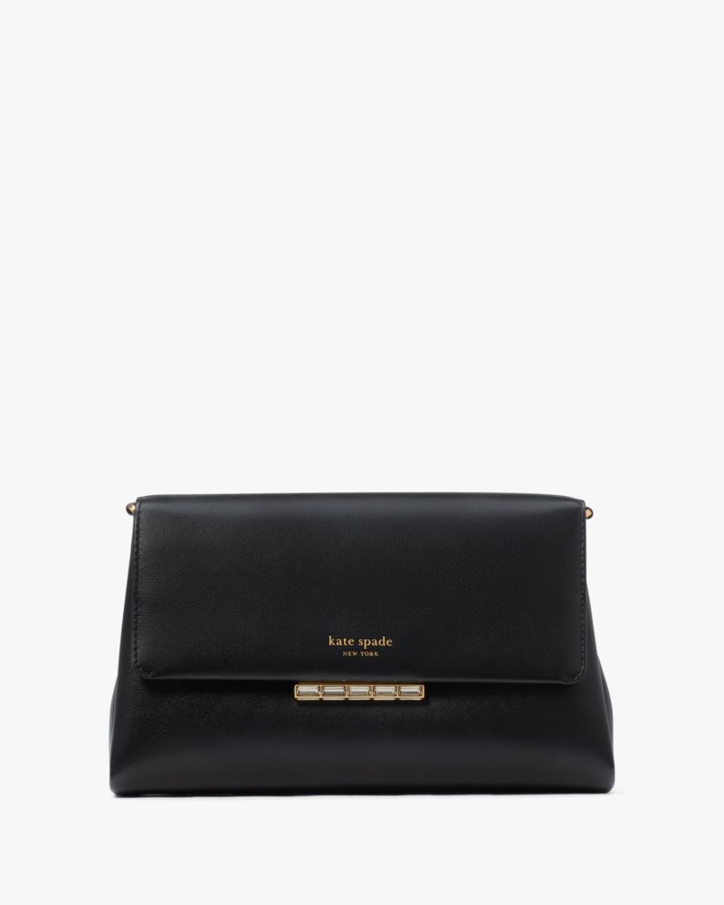 KateSpade Grace Embellished Lock Clutch Black